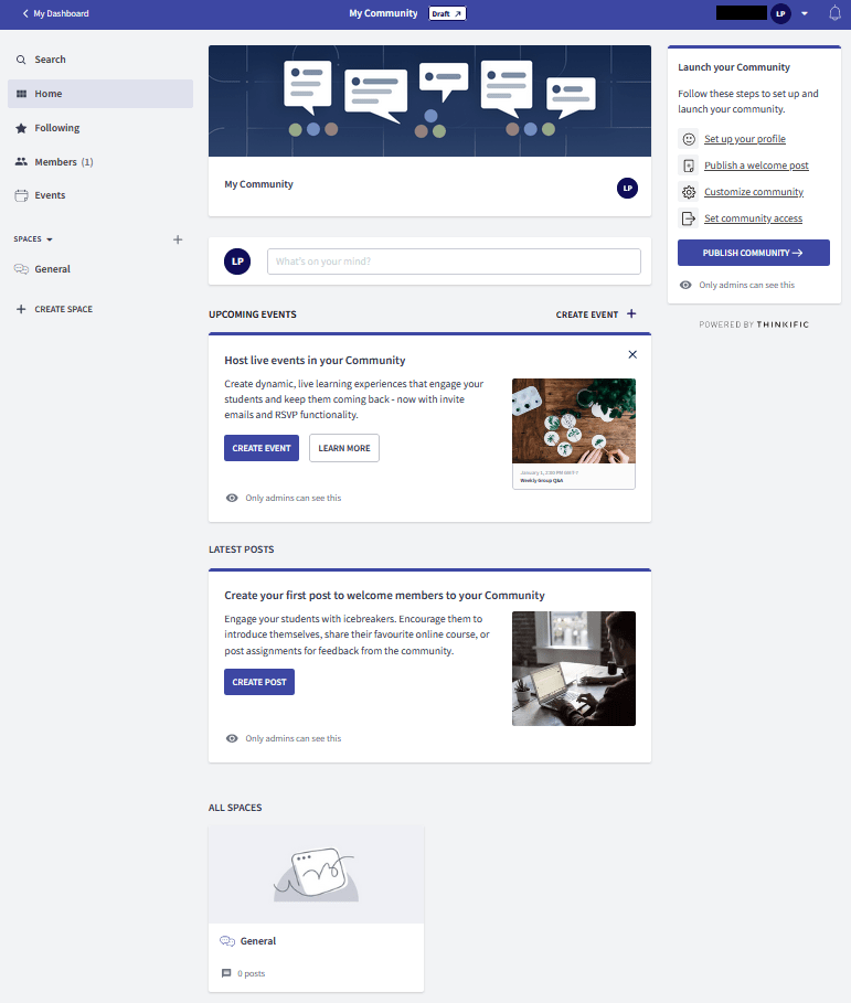 Thinkific community site