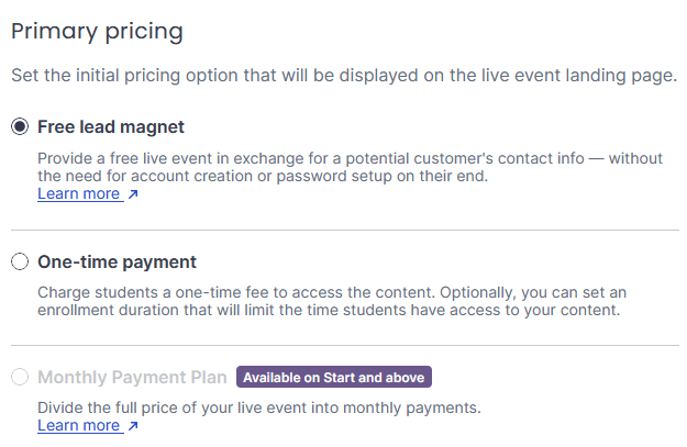 Thinkific live events pricing strategies