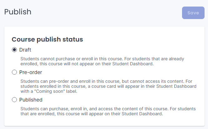 Thinkific course publishing