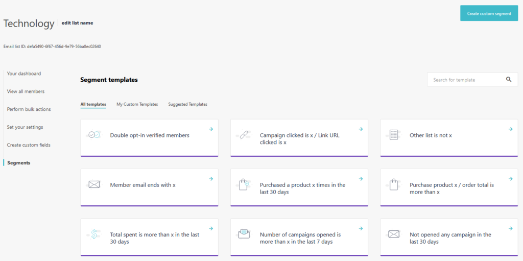 Moosend segment templates