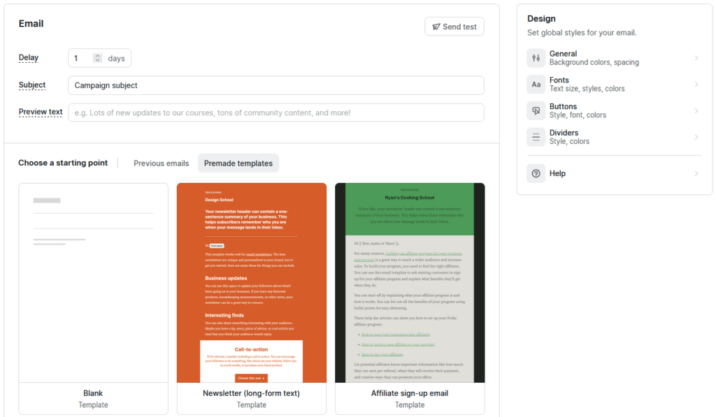 Podia email campaign templates