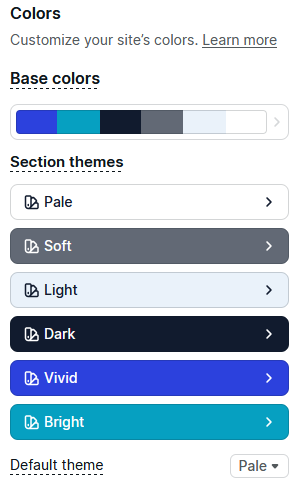 Podia site color section themes