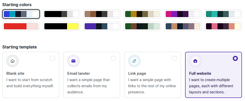 Podia site customization palette