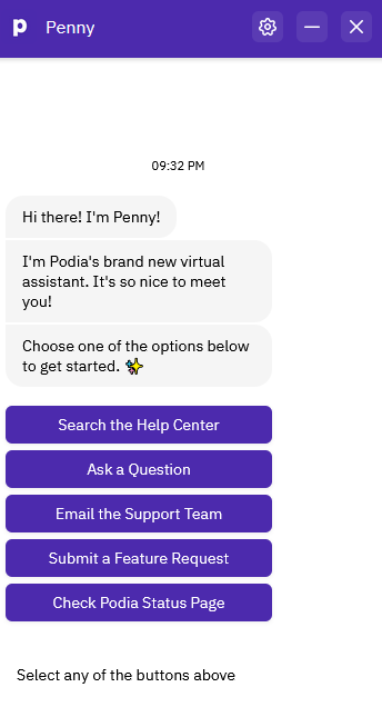 Podia chatbot Penny