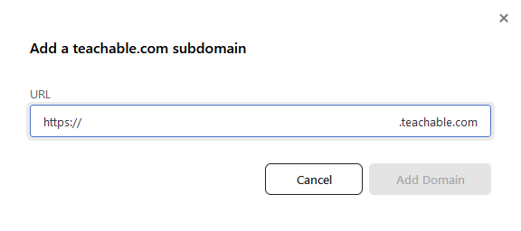 Teachable website domain name