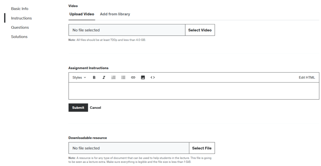 Udemy assignment instructions