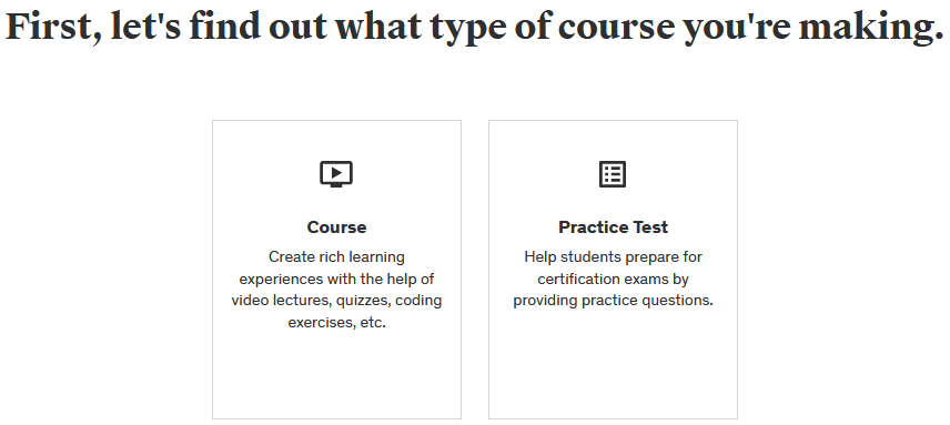 Udemy course type