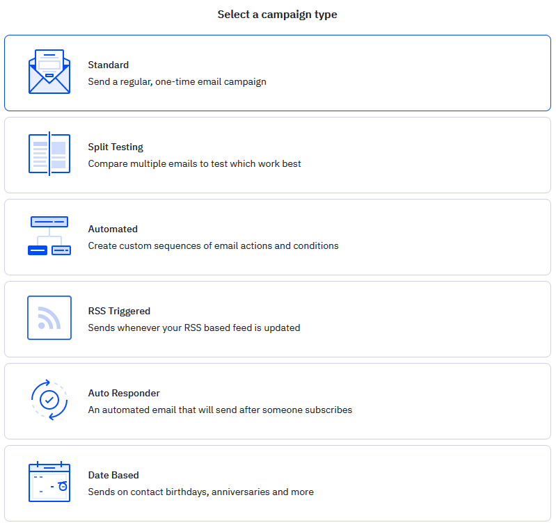 ActiveCampaign campaign types