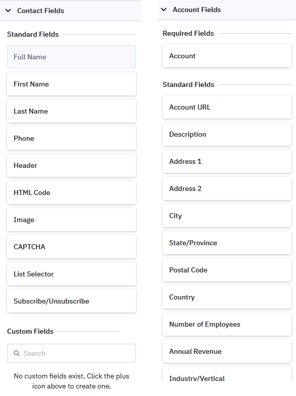 ActiveCampaign form fields