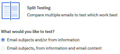 ActiveCampaign split testing options