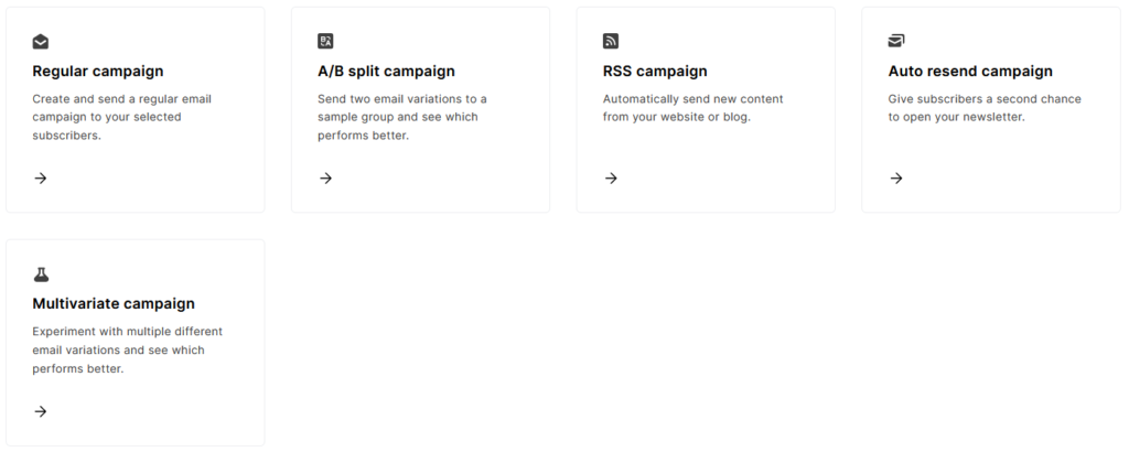 MailerLite campaign types